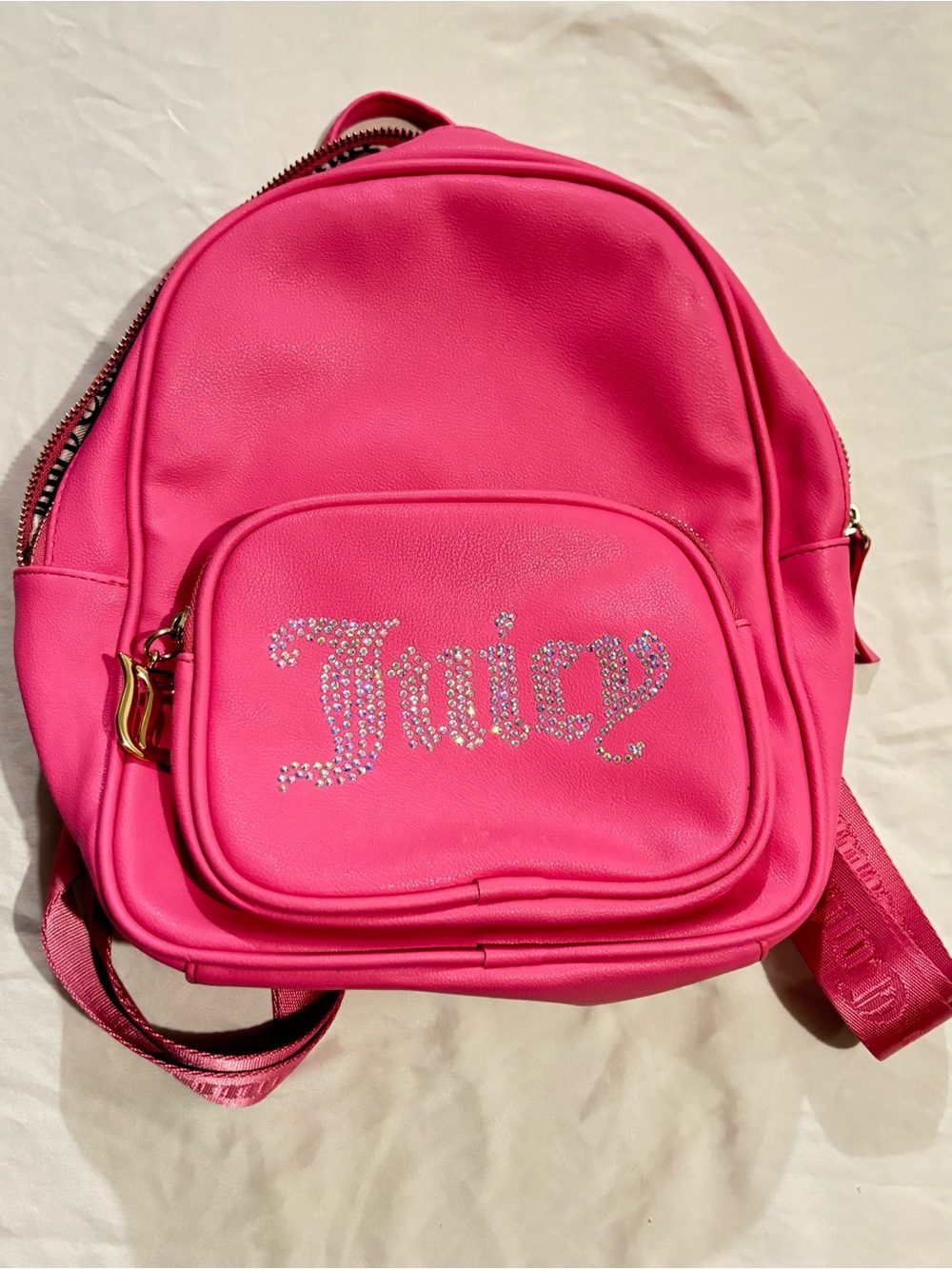Juicy Couture Bright Pink Rhinestone Logo Mini Backpack